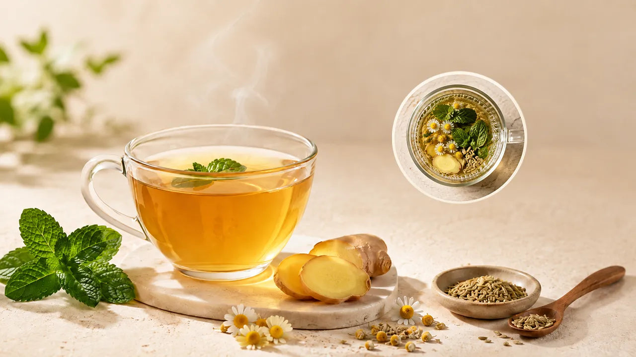 How to make herbal tea for indigestion and bloating step by step feature image