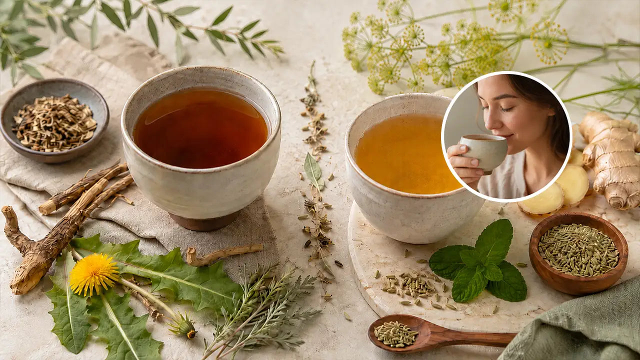 Bitter tea vs Wut Gut tea which is better for indigestion and bloating feature image